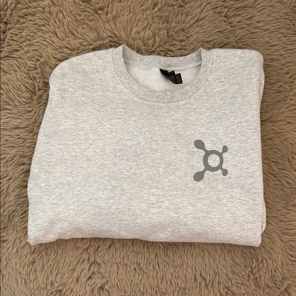 Gray Orangetheory sweatshirt with splat logo